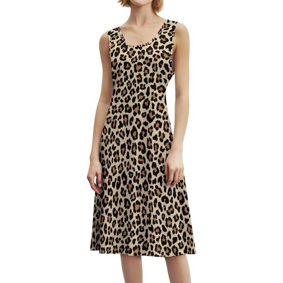 Unbranded Dresses & Skirts - NWT ~ Dog Paw Cheetah Leopard Print Sleeveless Loungewear Dress ~ Plus Size 5X